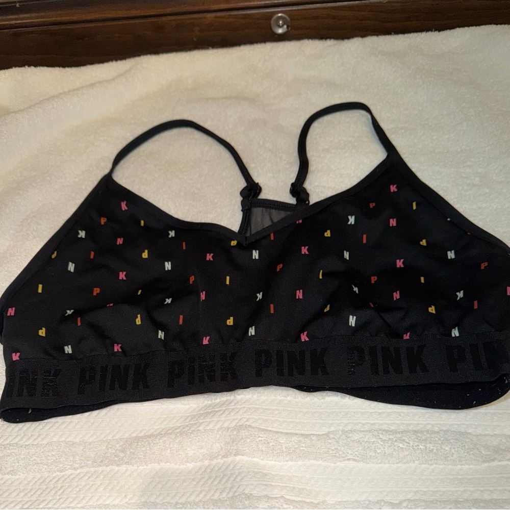 Pink Active Lightly Lined Sports Bra Adjustable Straps & Colorful XL